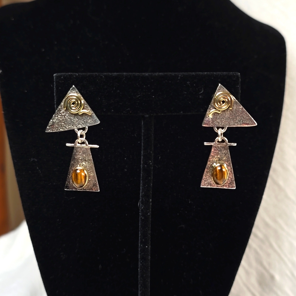 Tiger's Eye Sterling Silver Earrings